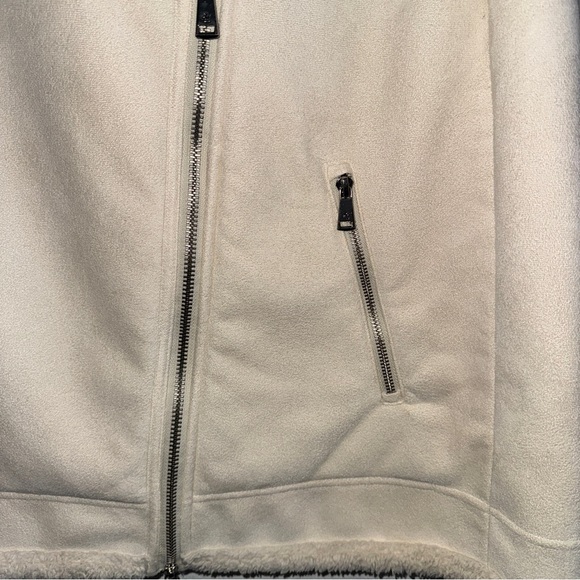 Lauren Ralph Lauren Ivory Faux Suede & Shearling Lined Full Zip Moto Vest - Picture 8 of 12